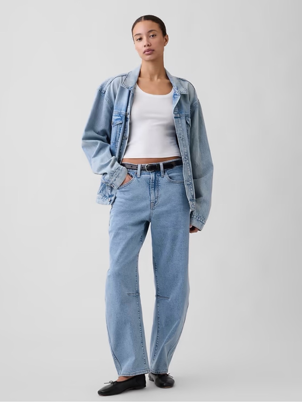 GAP Factory Light Wash High-Rise Barrel Jeans